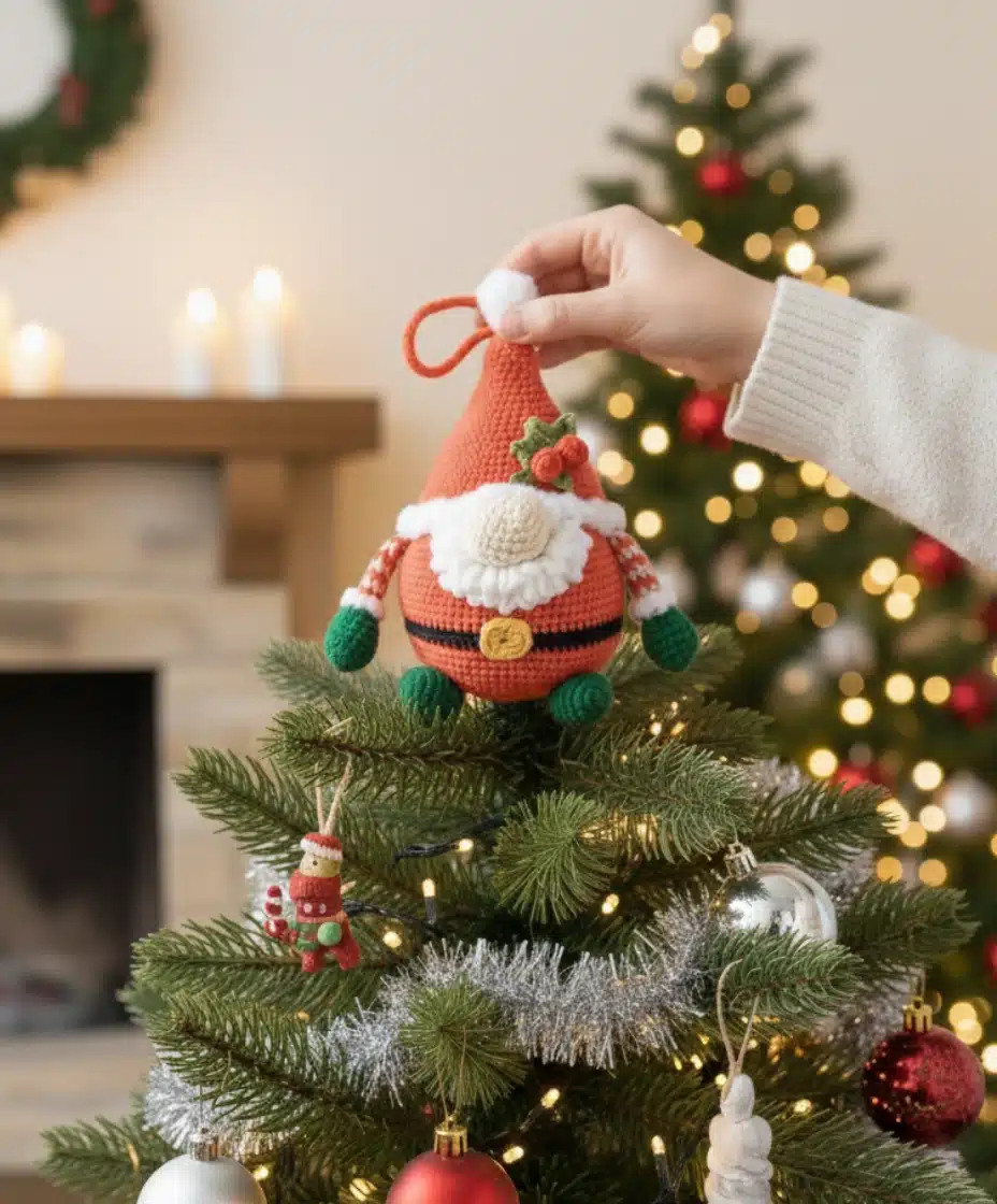 Crochet Christmas Gnome Ornament