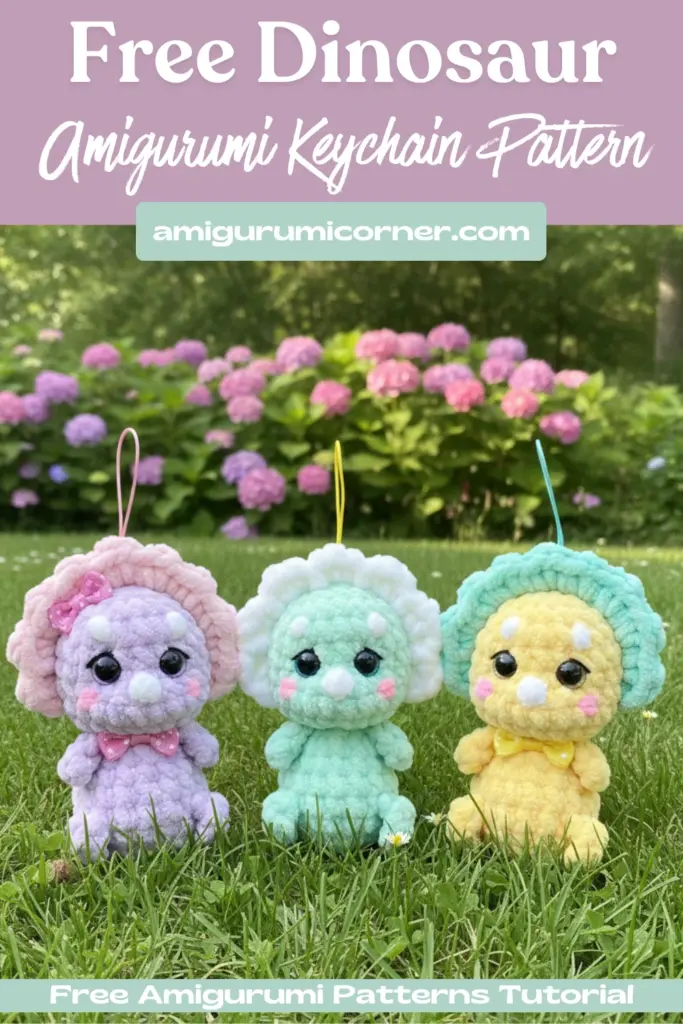 Amigurumi Dinosaur Keychain