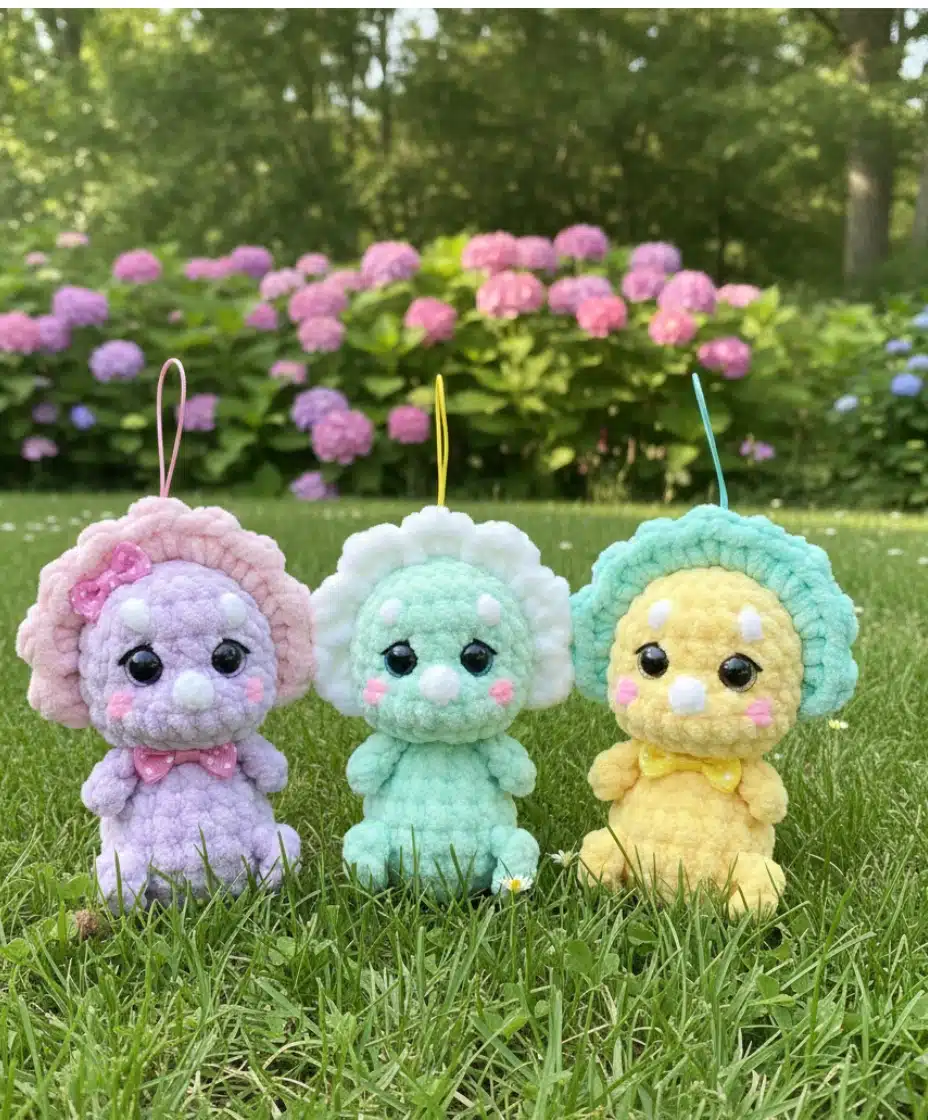 Amigurumi Dinosaur Keychain