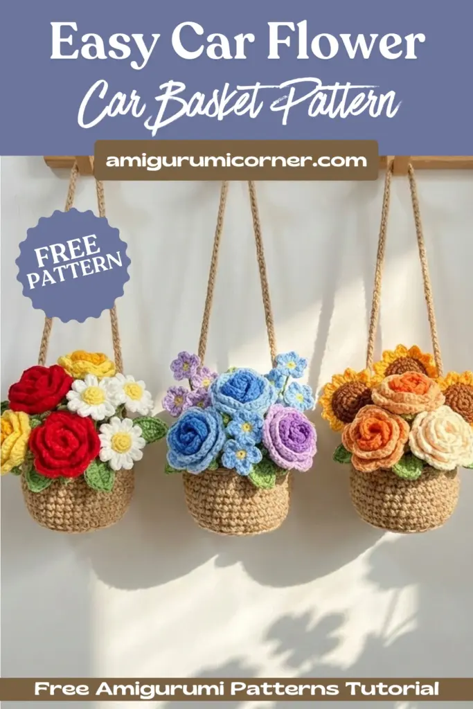 Car Hanging Crochet Flower Baskets