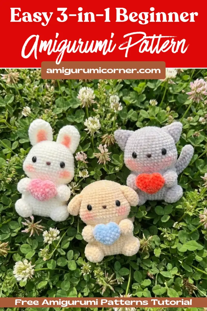 3-in-1 amigurumi animal pattern
