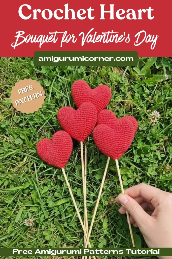 DIY crochet heart bouquet for Valentine’s Day gifts and home decor